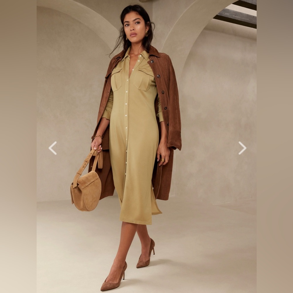 NWT Banana Republic Khaki Alegre Polo Midi Dress XS